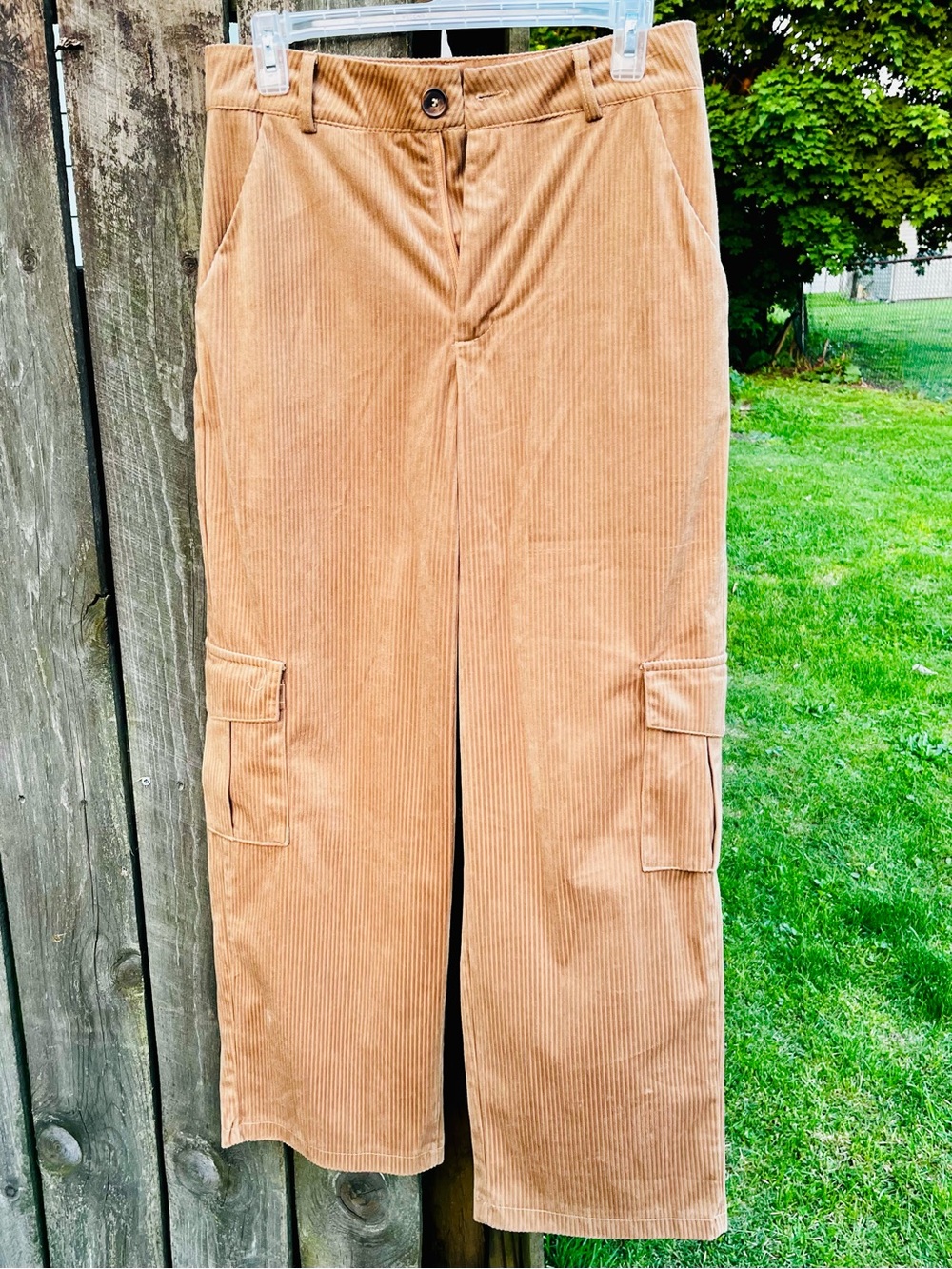 NW/OT Corduroy Cargo Pants Women’s Size M | Camel Brown Wide Leg Y2K